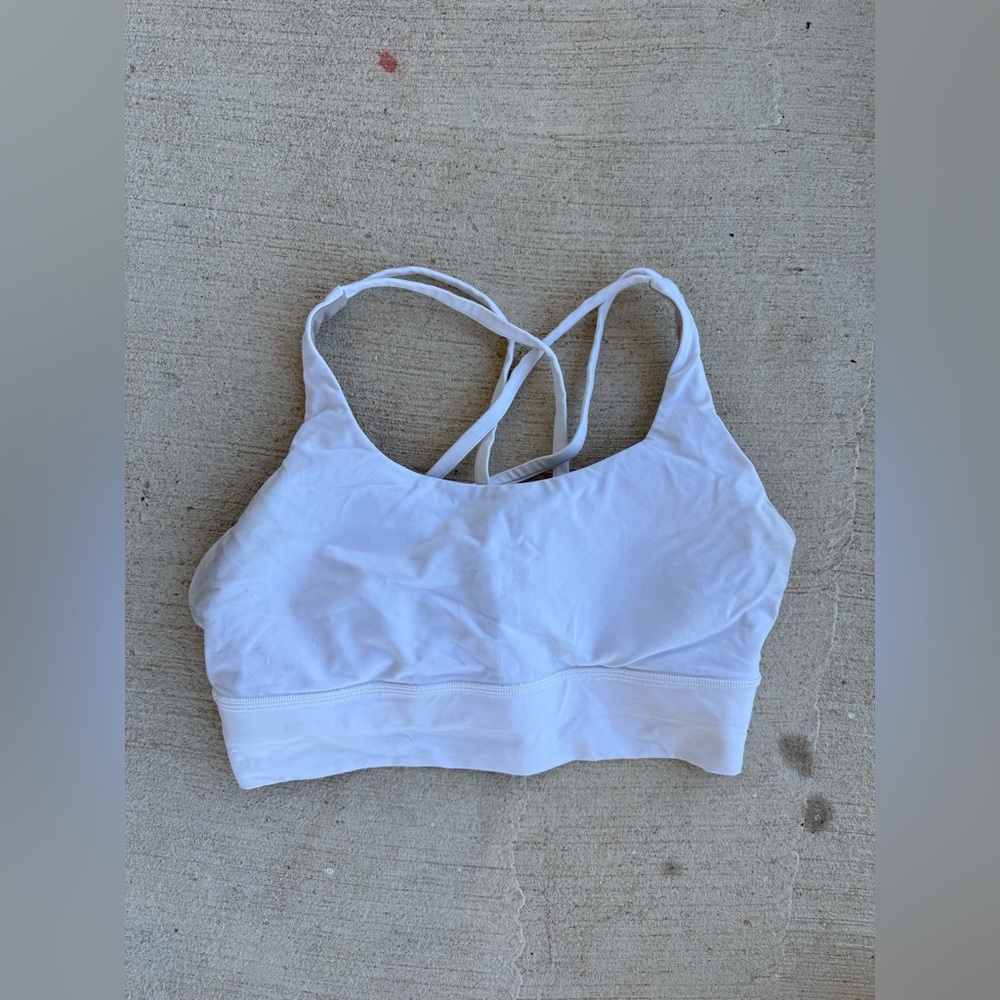 Lululemon White Energy Sports Bra, Size 10